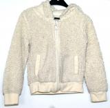 Vit kofta med luva i lurvig fleece