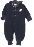 Marinbl&aring; fleece-overall med luva