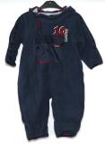 M&ouml;rkbl&aring; fleece-overall med luva