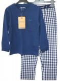 Bl&aring; pyjamas med rutiga byxor (ny)