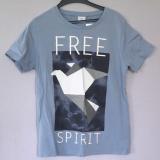 Gr&aring;bl&aring; t-shirt med tryck